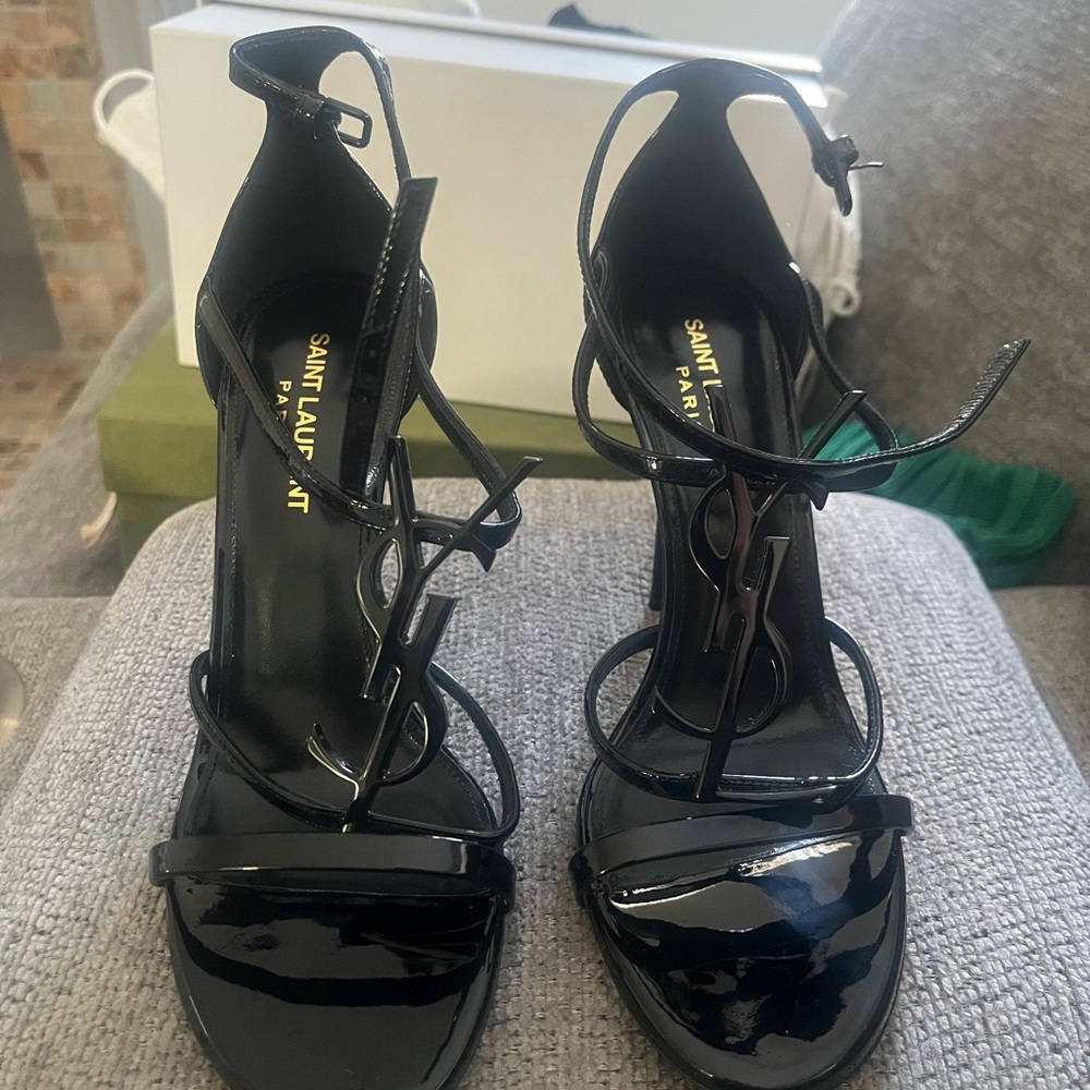 Saint Laurent Black Strappy Heels